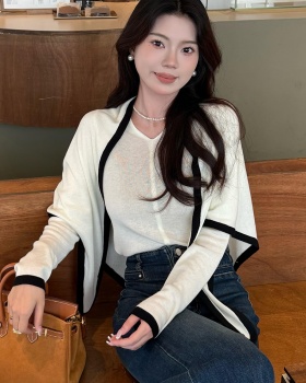 Slim long sleeve tops temperament geometry sweater 2pcs set