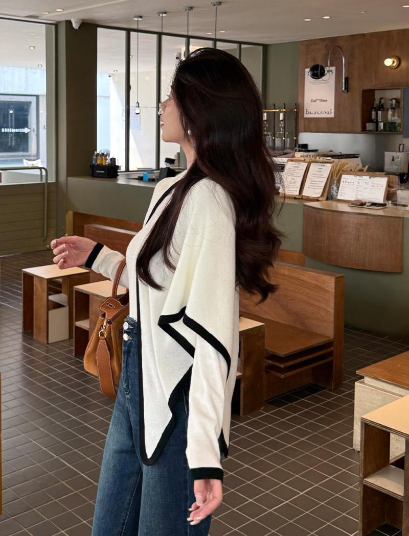 Slim long sleeve tops temperament geometry sweater 2pcs set