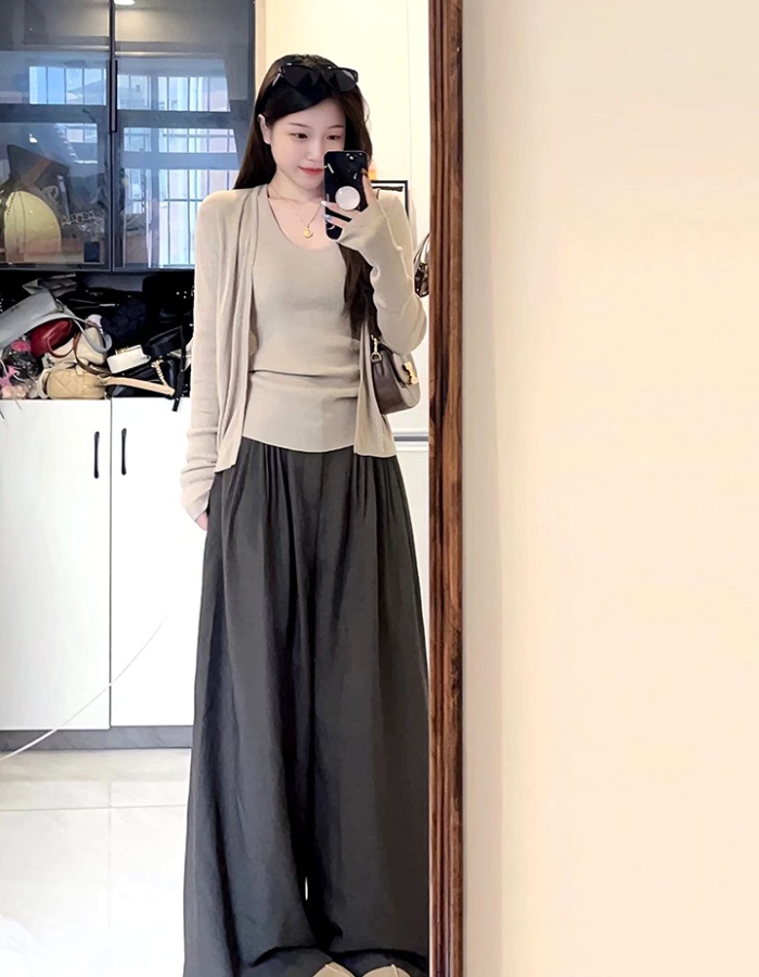 Autumn knitted vest flax lazy coat 2pcs set