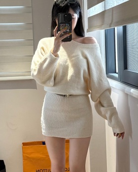 Package hip knitted slim dress wool hypotenuse sweater