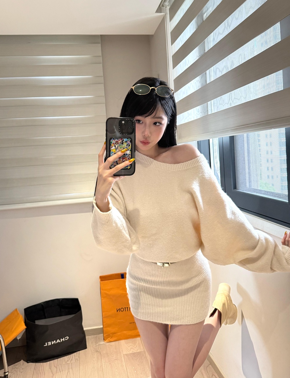 Package hip knitted slim dress wool hypotenuse sweater