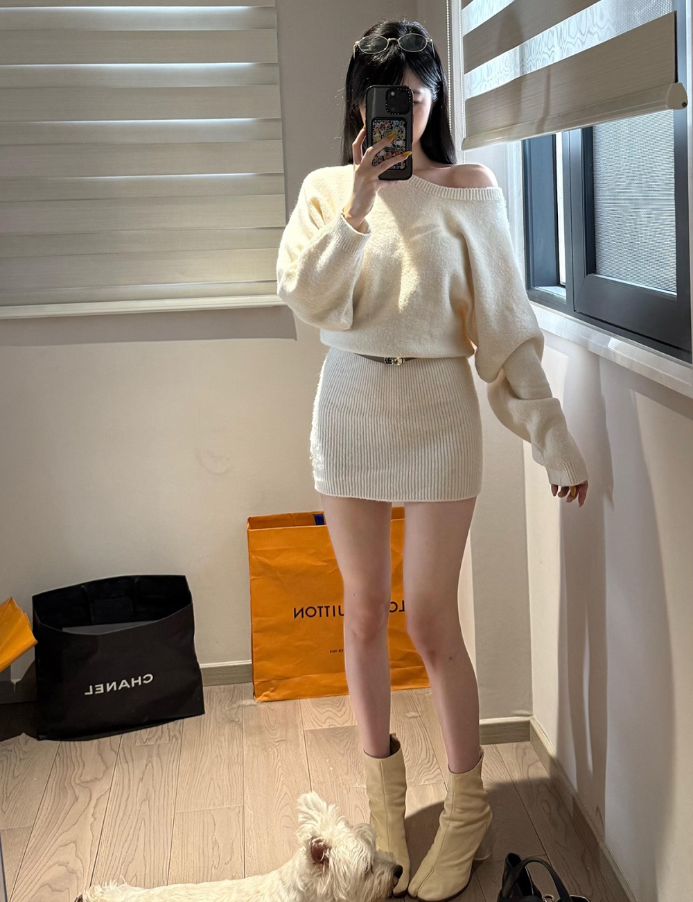 Package hip knitted slim dress wool hypotenuse sweater