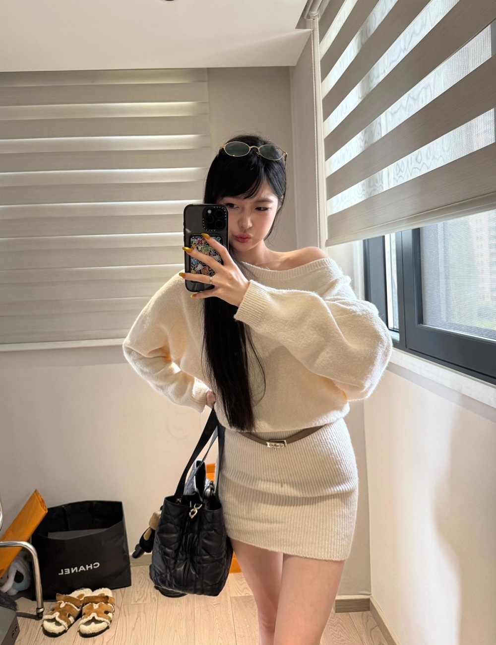Package hip knitted slim dress wool hypotenuse sweater