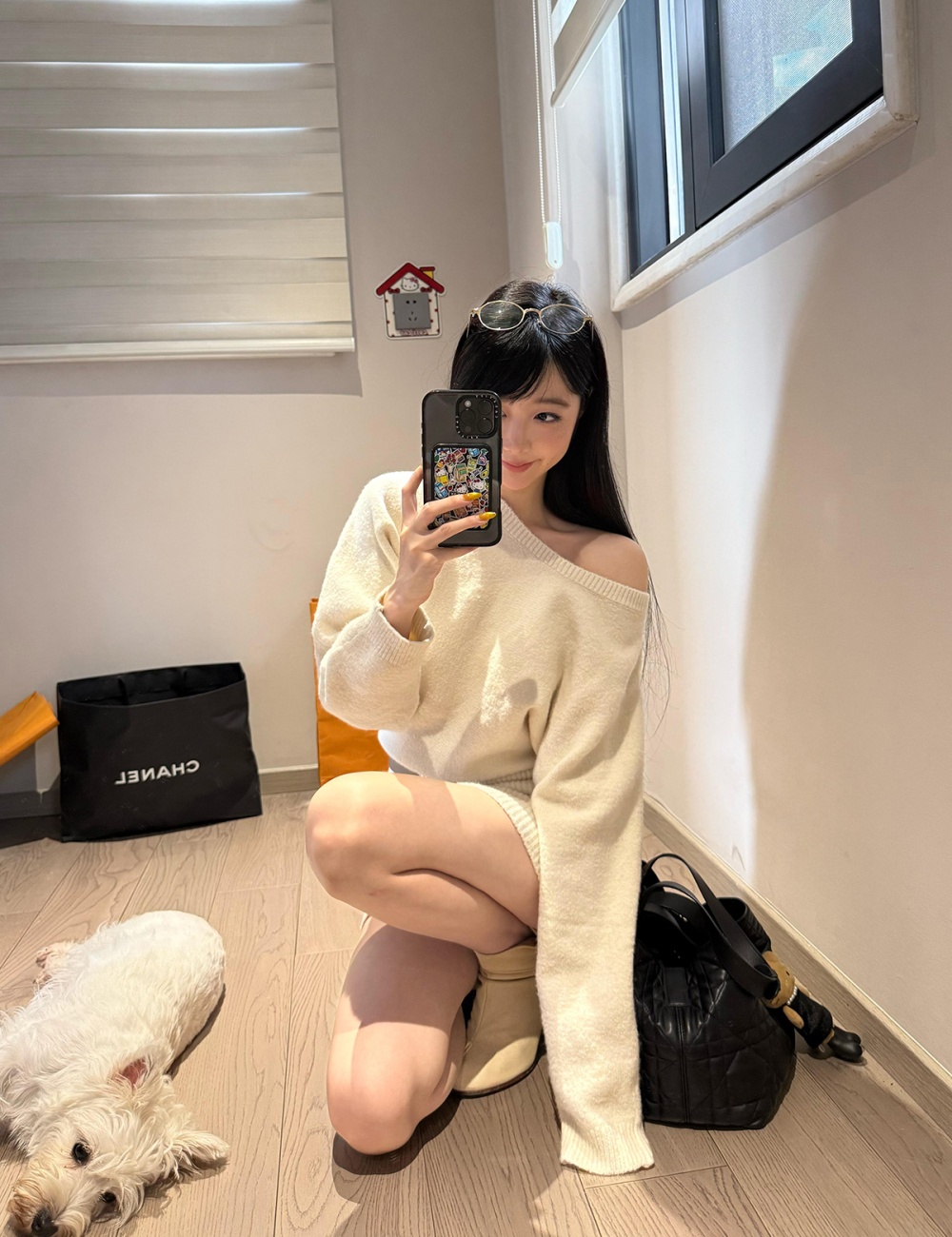 Package hip knitted slim dress wool hypotenuse sweater