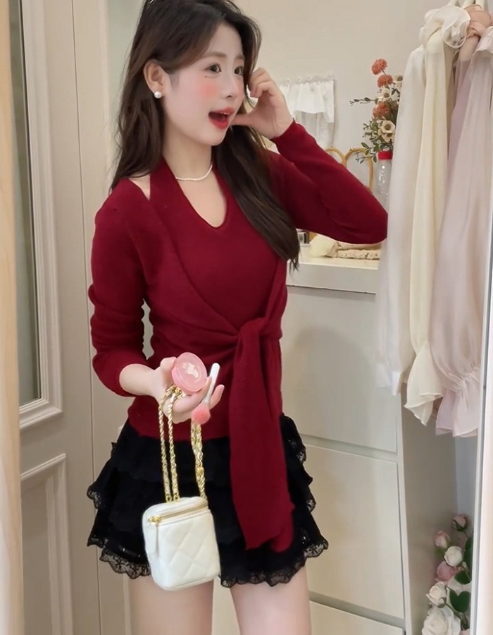 Slim long sleeve sweater inside the ride tops for women