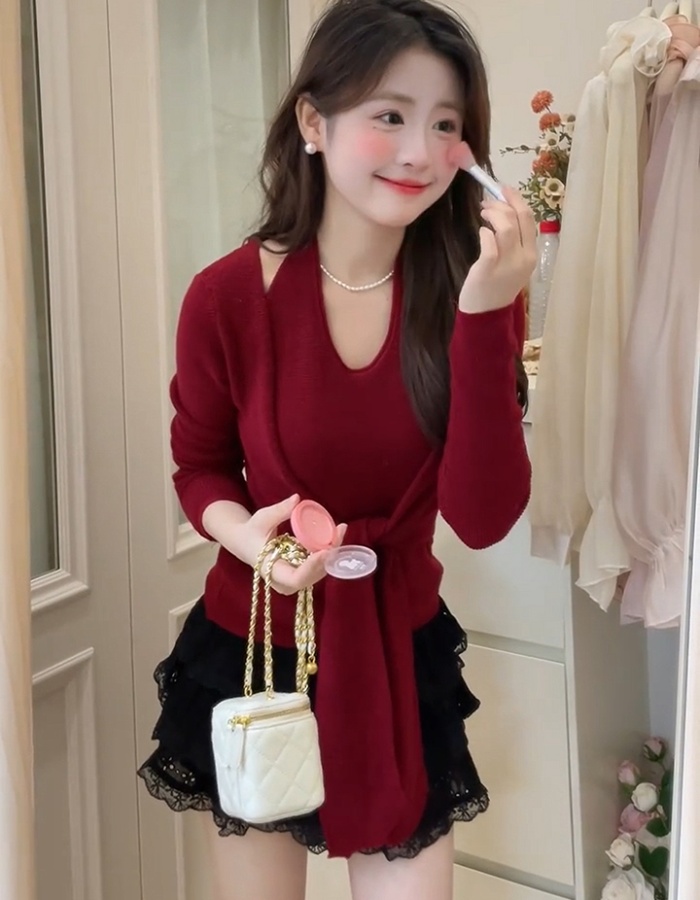 Slim long sleeve sweater inside the ride tops for women