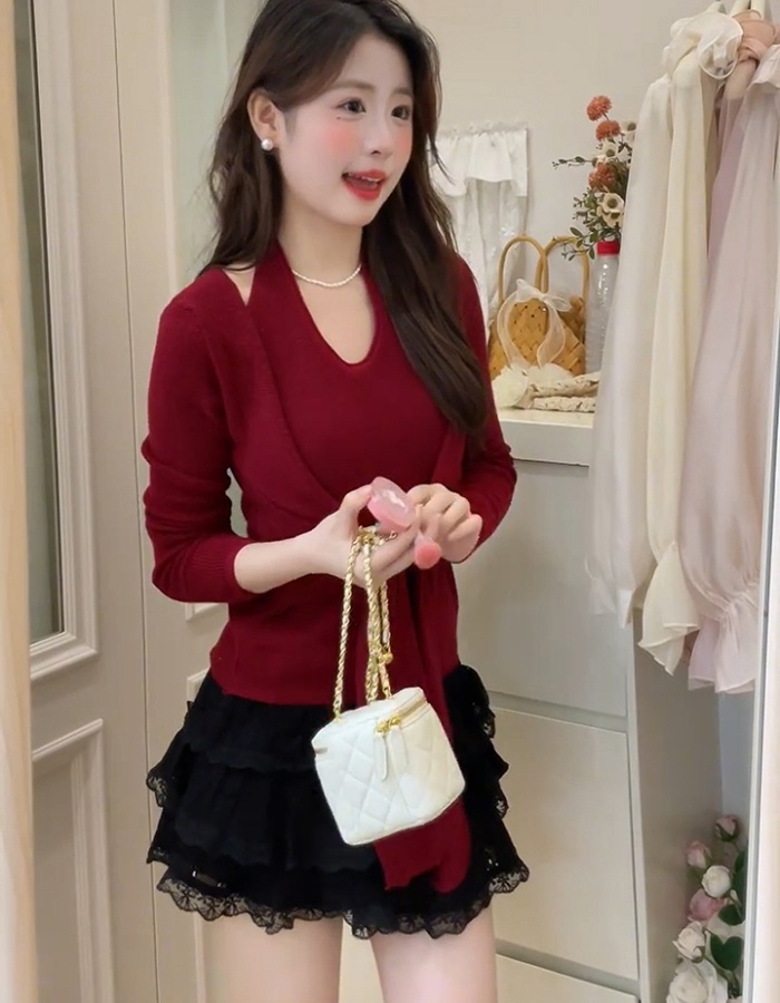 Slim long sleeve sweater inside the ride tops for women