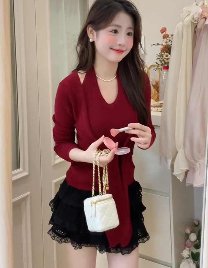 Slim long sleeve sweater inside the ride tops for women