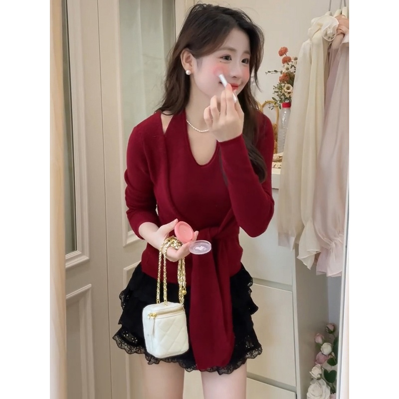 Slim long sleeve sweater inside the ride tops for women