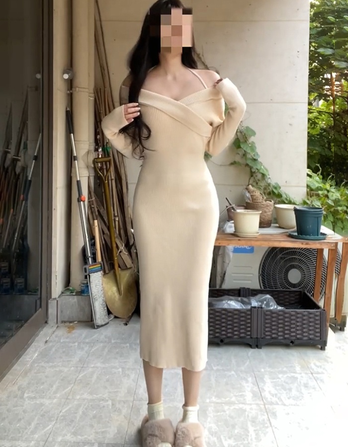 Mermaid knitted long dress strapless enticement dress