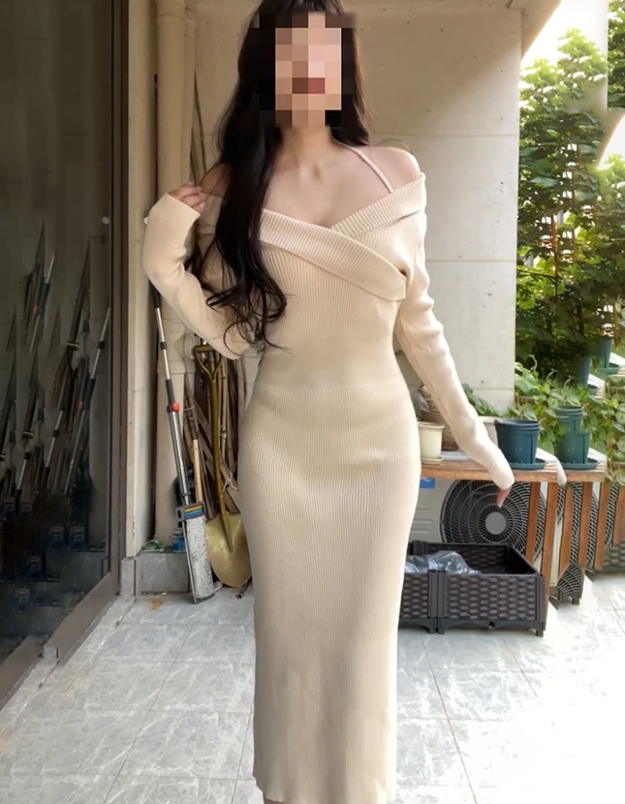 Mermaid knitted long dress strapless enticement dress