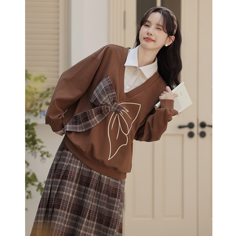 Bow Korean style college style hoodie