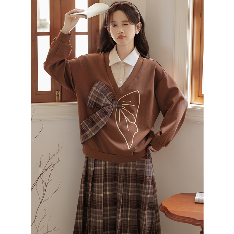 Bow Korean style college style hoodie