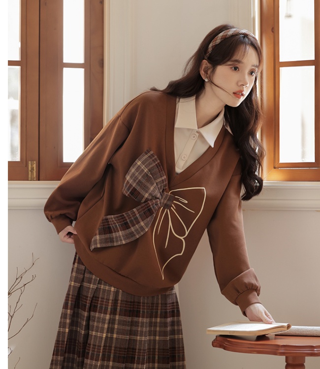 Bow Korean style college style hoodie