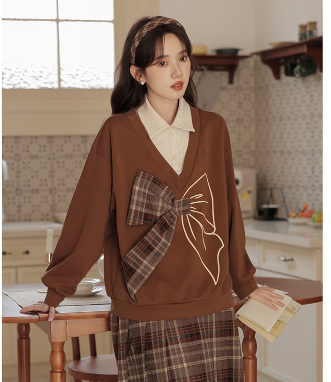 Bow Korean style college style hoodie
