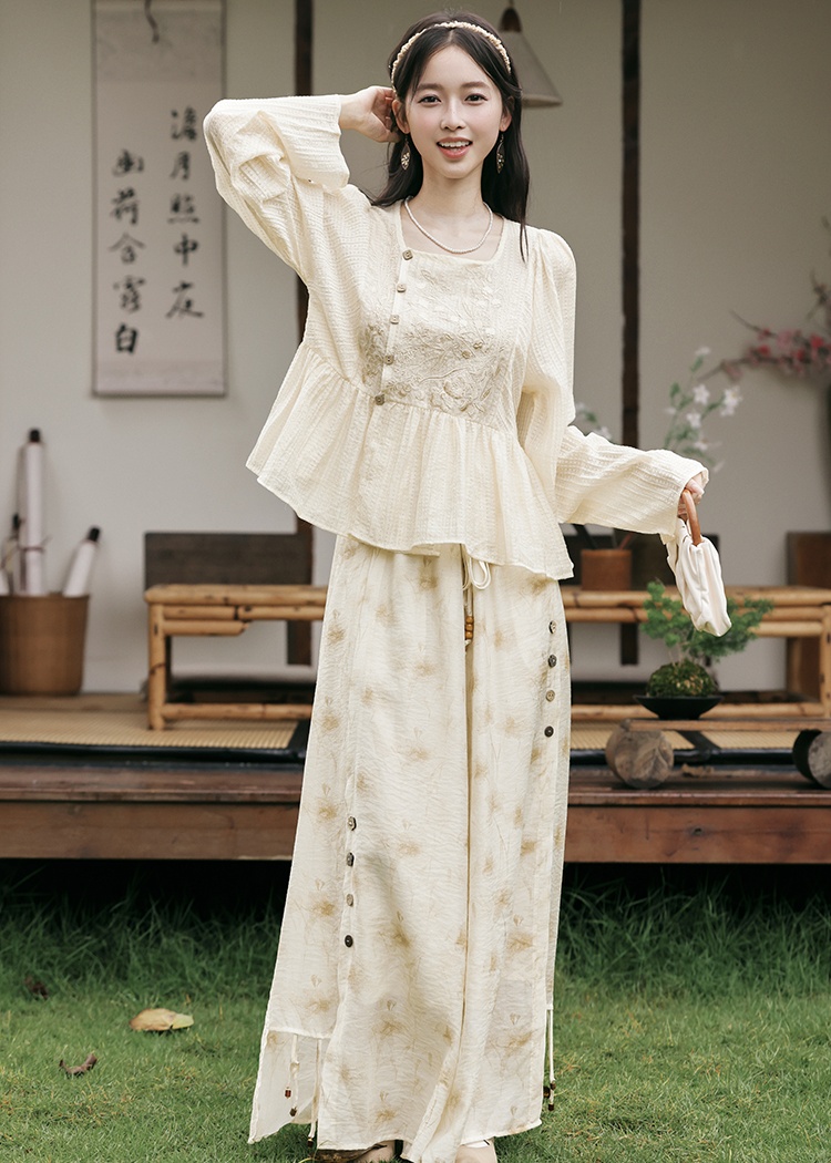 Spring and autumn commuting tops short casual pants a set