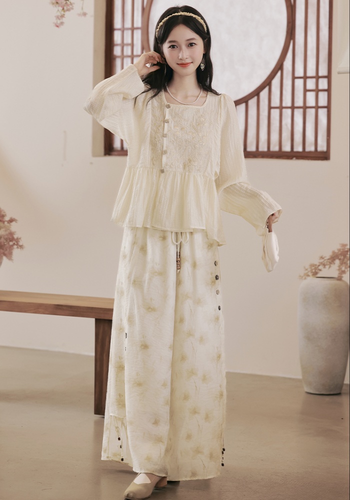 Spring and autumn commuting tops short casual pants a set