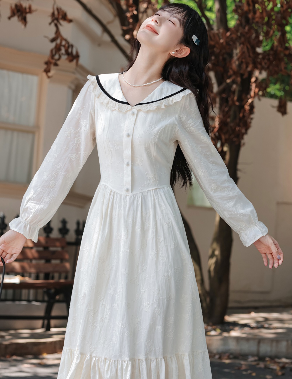 Lace art long dress temperament embroidery dress for women