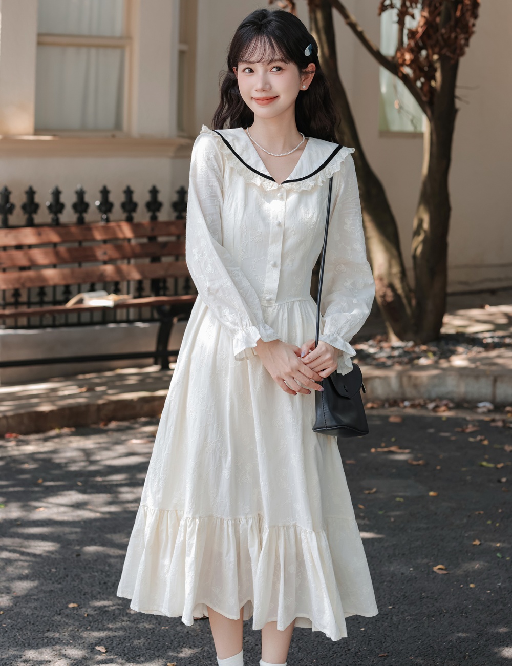Lace art long dress temperament embroidery dress for women