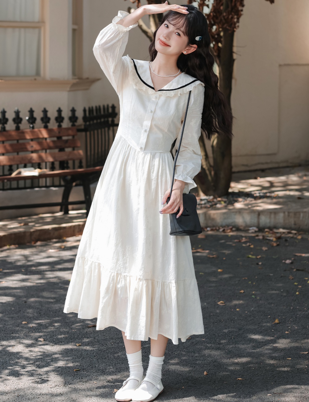 Lace art long dress temperament embroidery dress for women