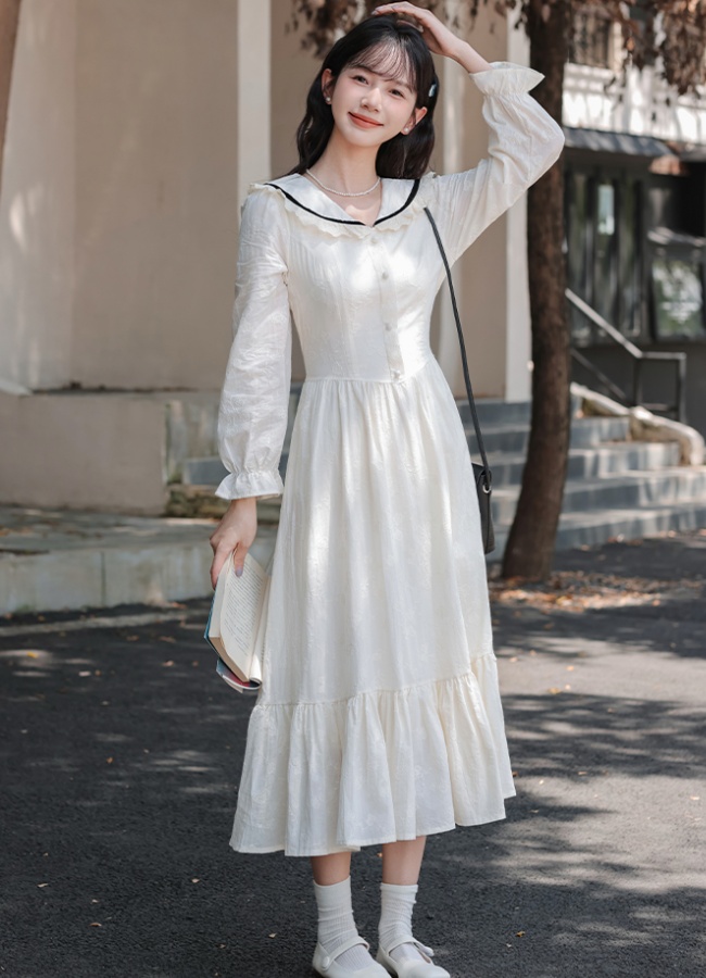 Lace art long dress temperament embroidery dress for women