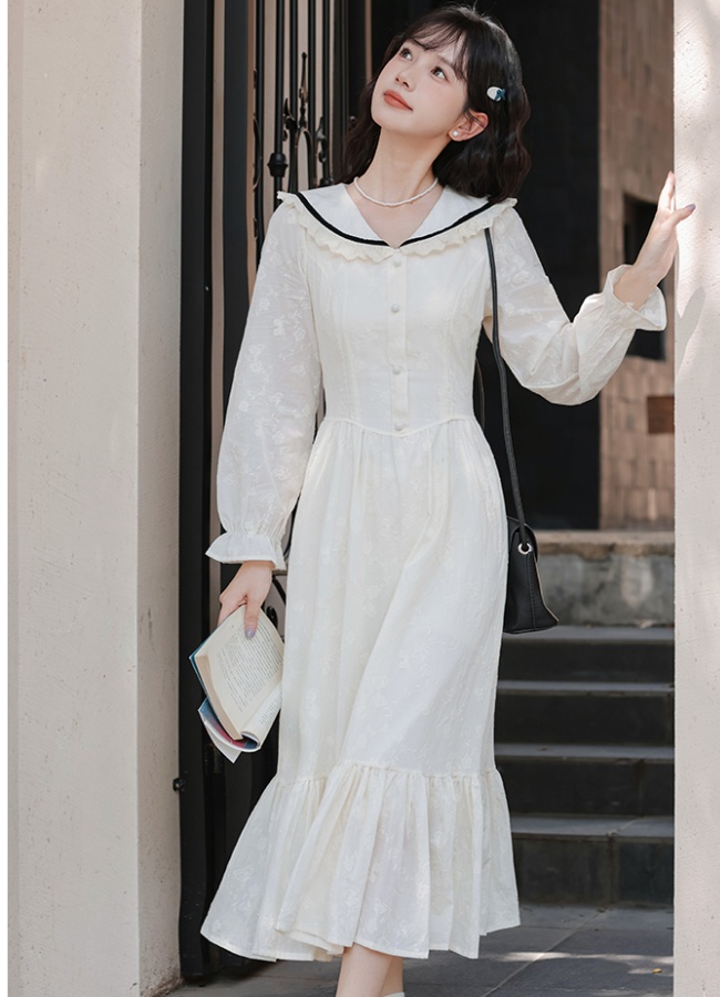Lace art long dress temperament embroidery dress for women
