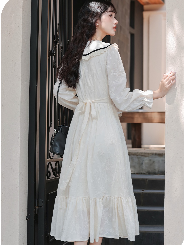 Lace art long dress temperament embroidery dress for women