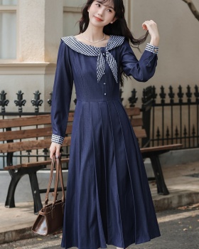 Doll collar retro art dress Western style autumn long dress