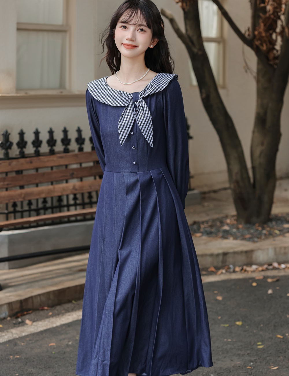 Doll collar retro art dress Western style autumn long dress