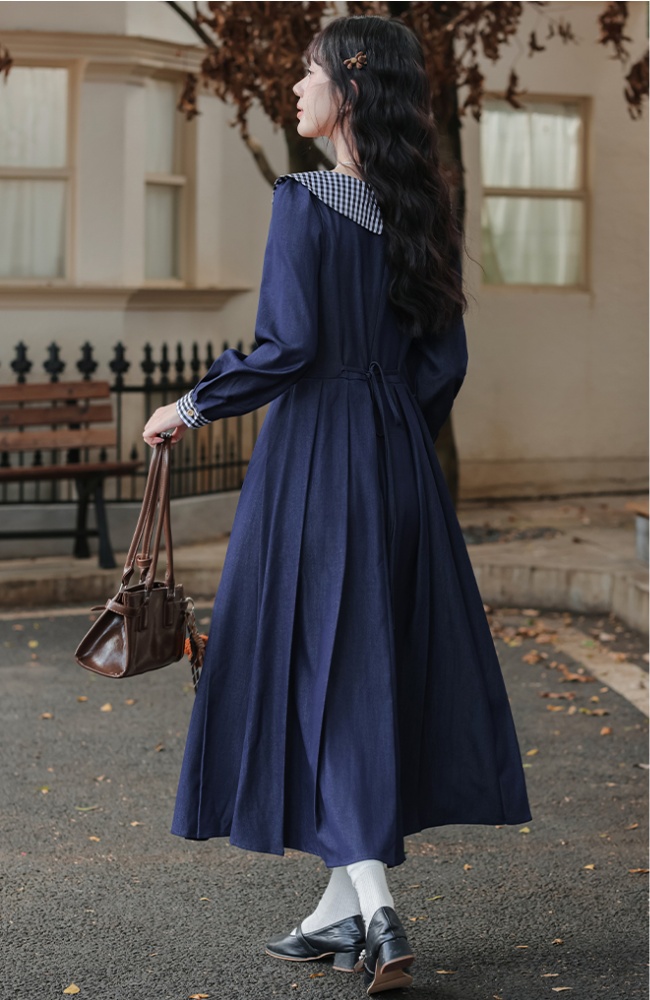 Doll collar retro art dress Western style autumn long dress