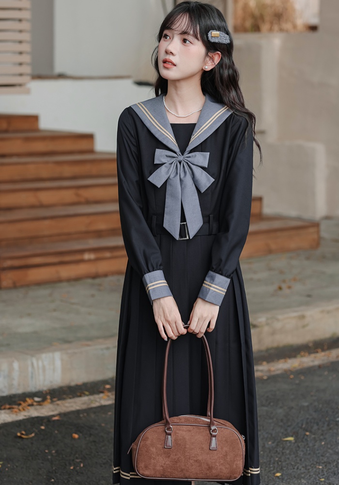 College long sleeve slim Woolen dress maiden sweet dress
