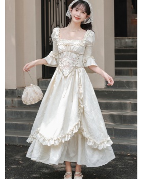Angel white France style retro autumn dress a set