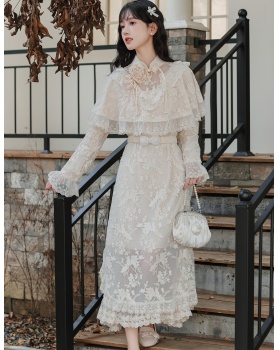 Retro France style cheongsam Pseudo-two shawl