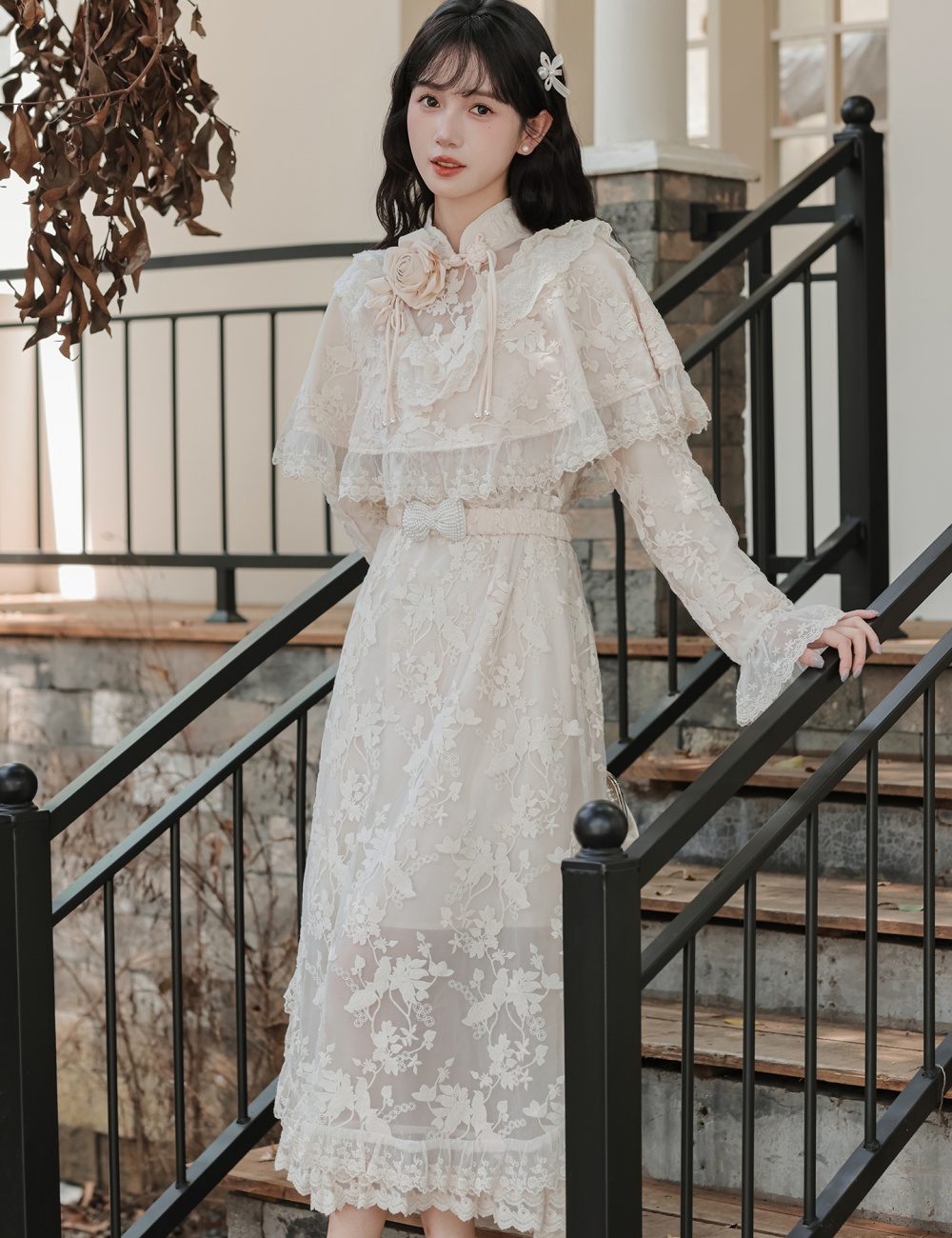 Retro France style cheongsam Pseudo-two shawl