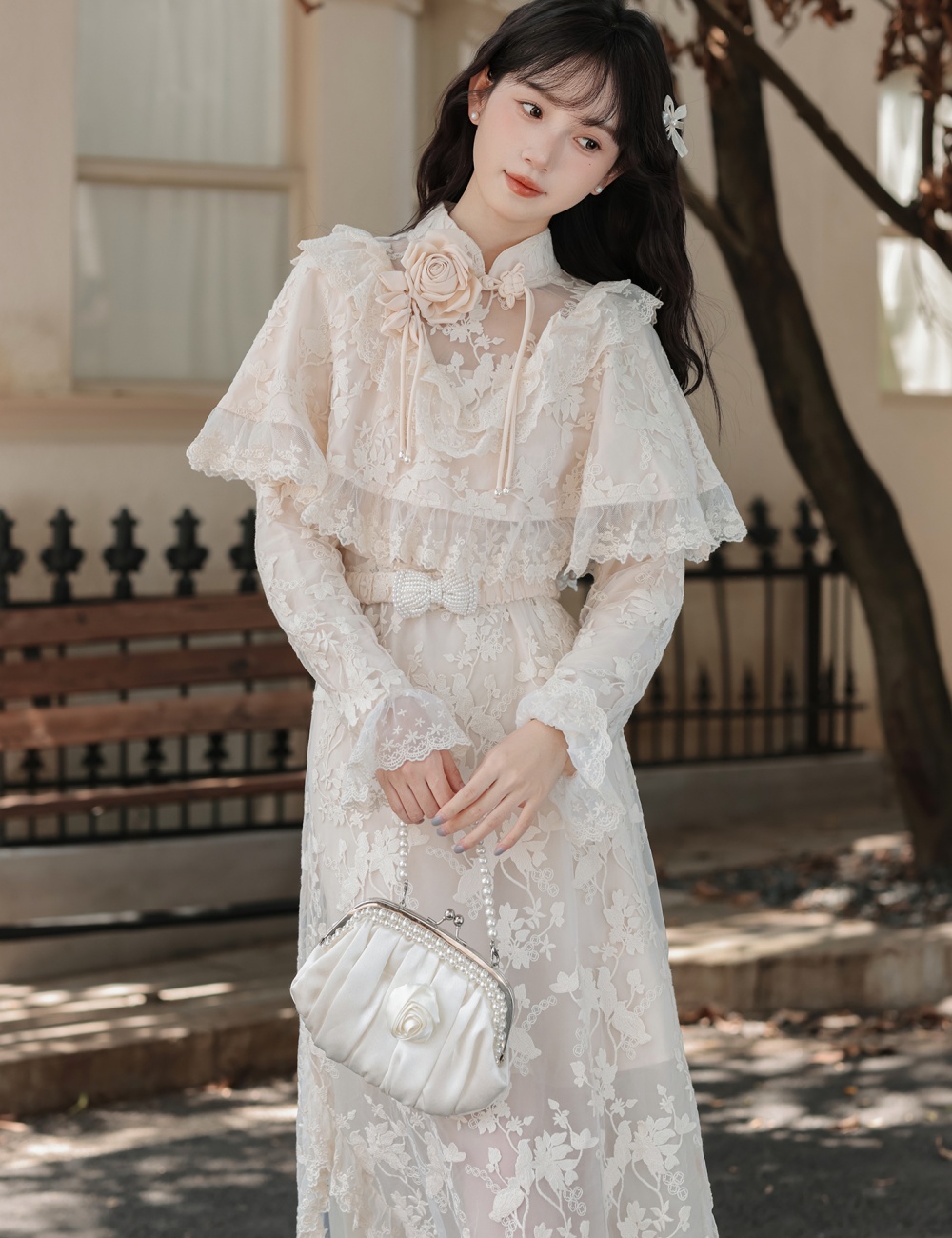 Retro France style cheongsam Pseudo-two shawl