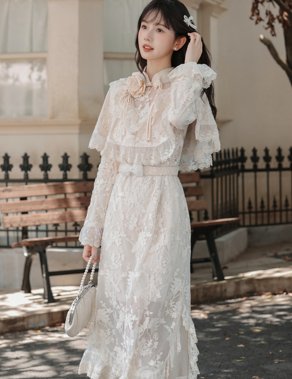 Retro France style cheongsam Pseudo-two shawl