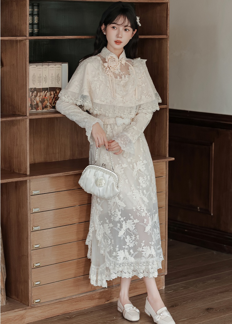Retro France style cheongsam Pseudo-two shawl