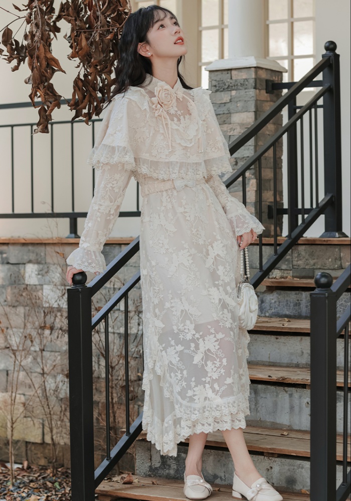 Retro France style cheongsam Pseudo-two shawl