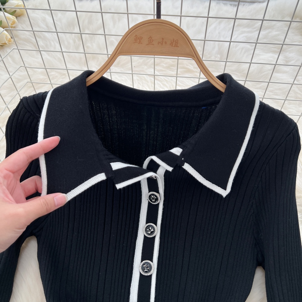 Retro long sleeve sweater slim France style dress for women