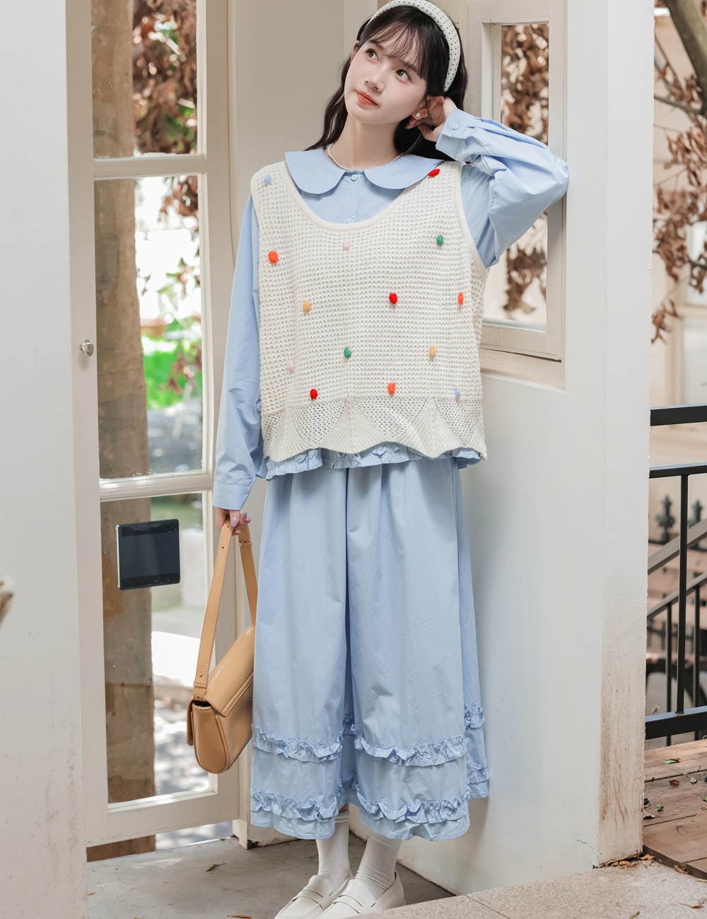 Niche short skirt college style shirt 3pcs set