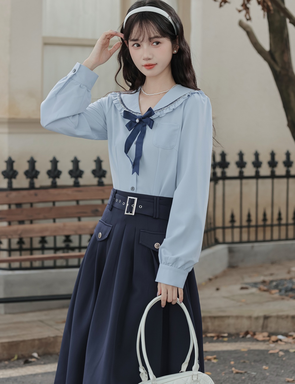 Sweet tender shirt France style retro tops 3pcs set