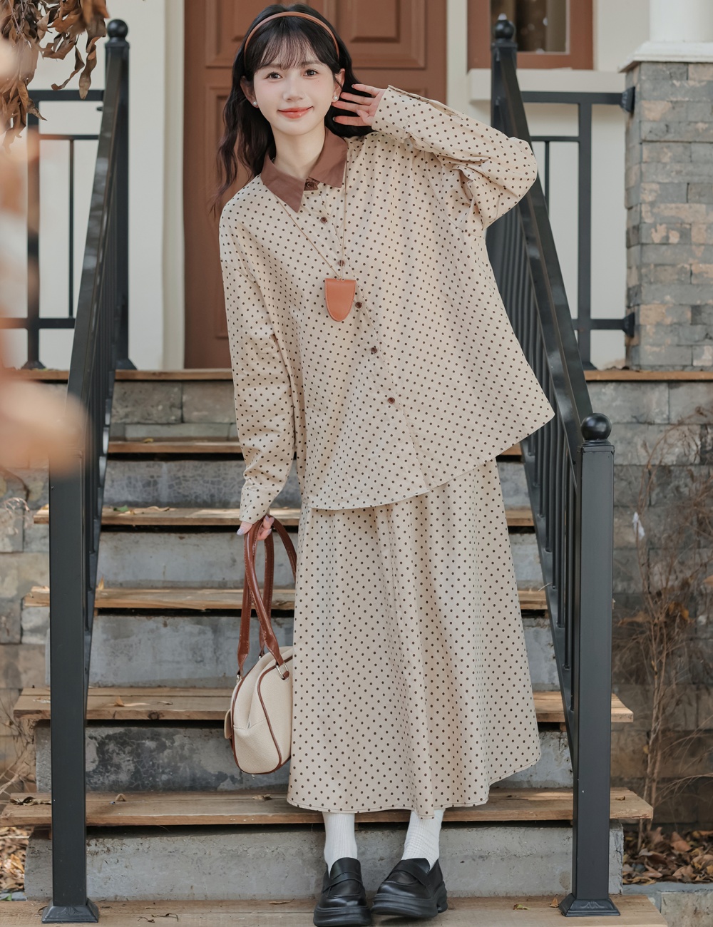 Autumn Western style tops fashion skirt 2pcs set for women