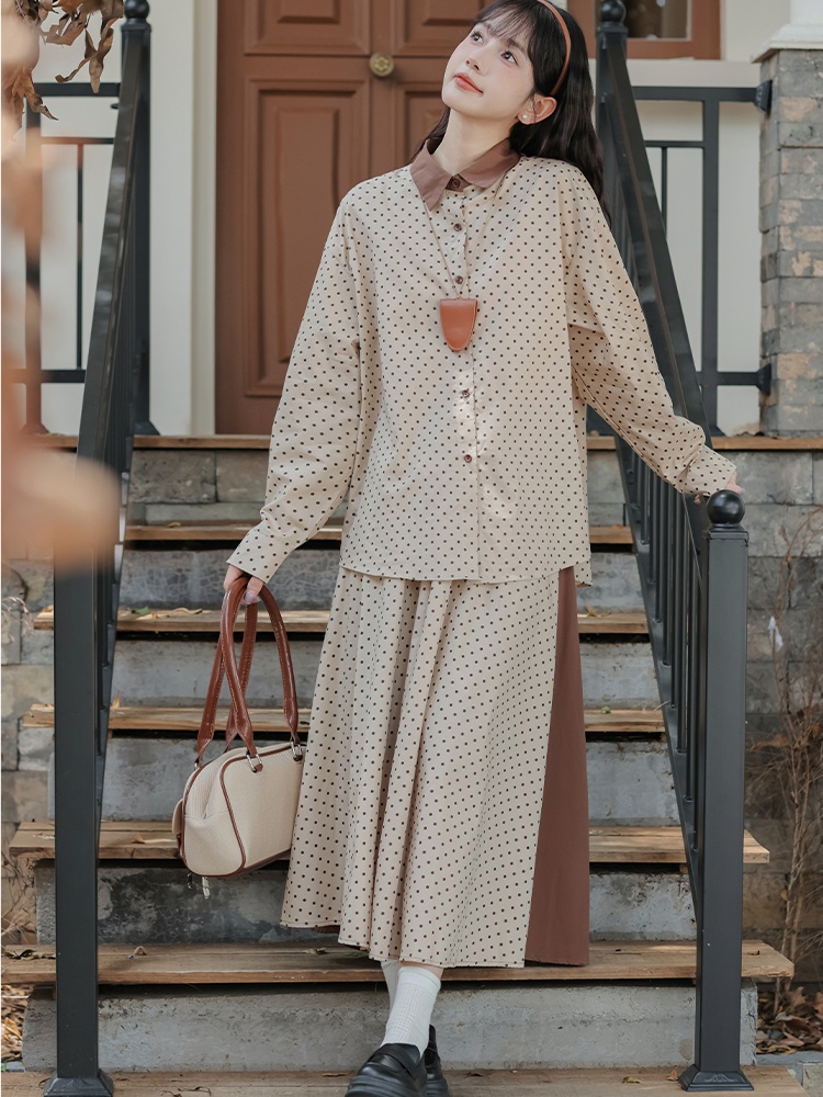 Autumn Western style tops fashion skirt 2pcs set for women