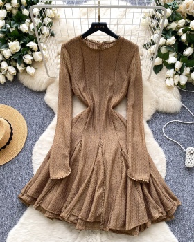 Niche pinched waist temperament autumn dress for women