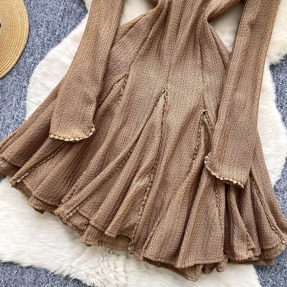 Niche pinched waist temperament autumn dress for women