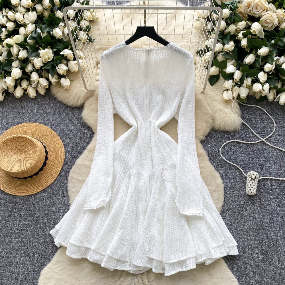 Niche pinched waist temperament autumn dress for women