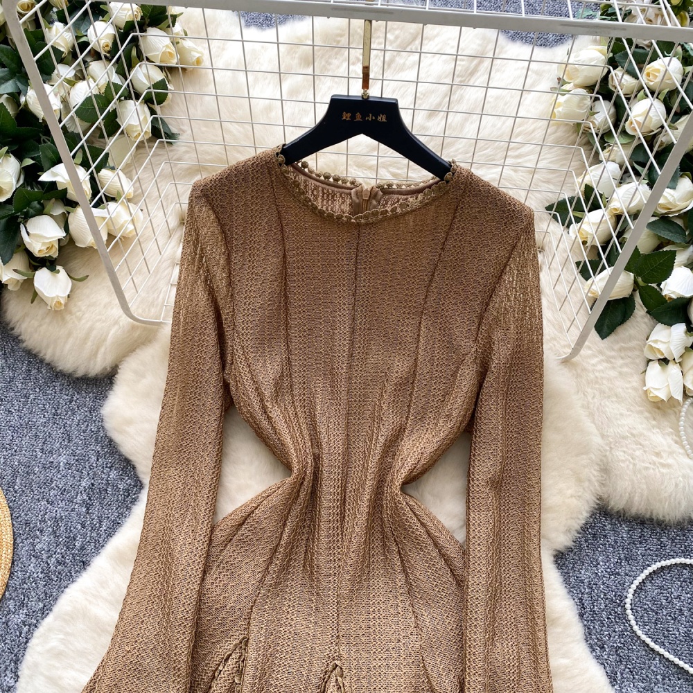 Niche pinched waist temperament autumn dress for women