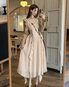 Bohemian style dress sling long dress 2pcs set