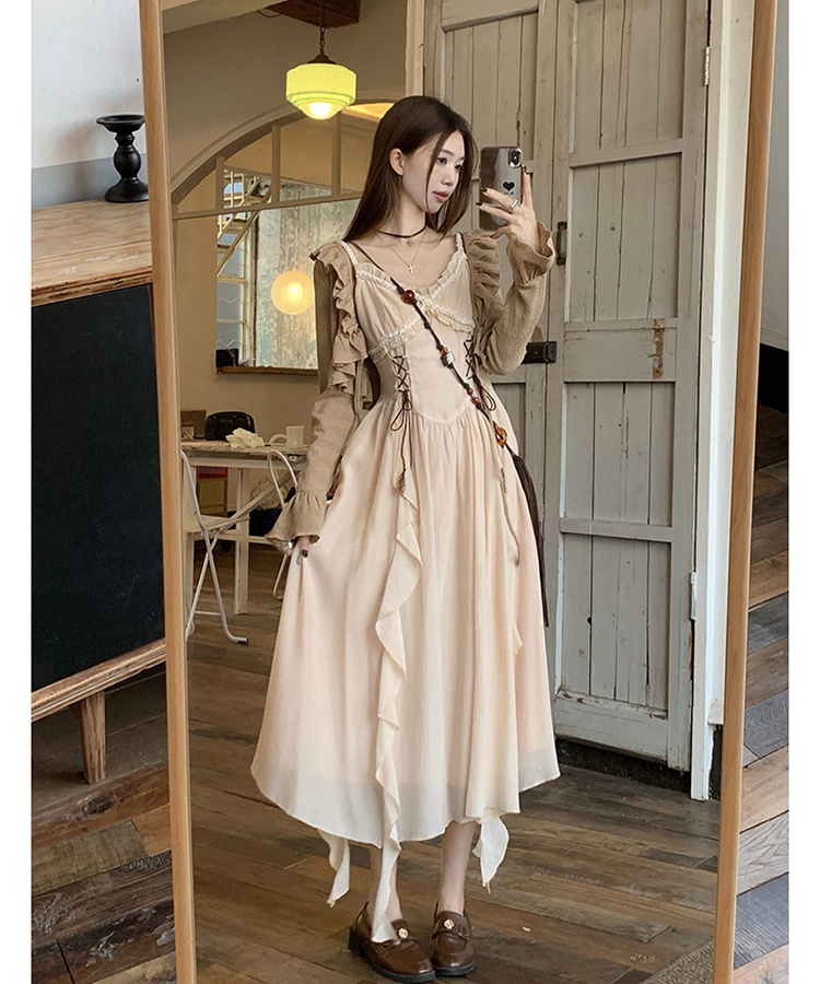 Bohemian style dress sling long dress 2pcs set