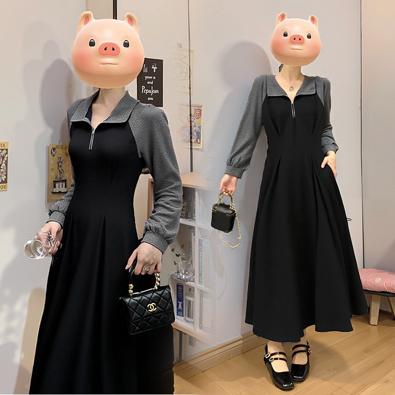 Slim Cover belly large yard dress A-line long hoodie